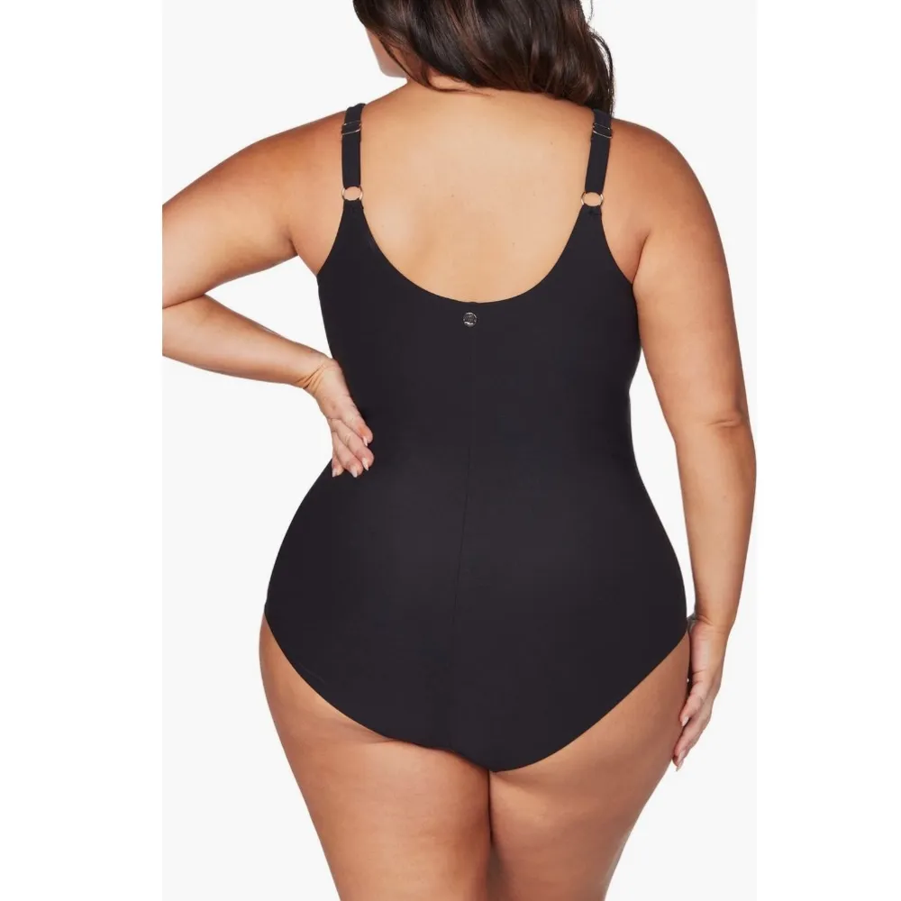 Artesands Hues Delacroix Cross Front One Piece Swimsuit, Black Size 16 New w/Tag - Image 3