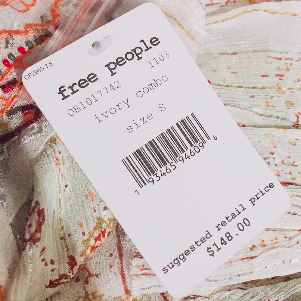 Free People Boho Tunic Dress, Ivory Dance Magic, Size S New w/Tag Retail $148.00 - Image 9