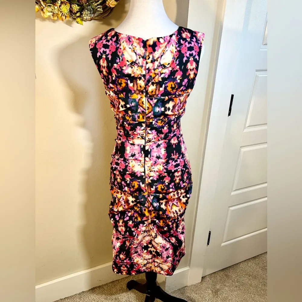 NICOLE MILLER Artelier Lauren Water Lily Ruched BodyCon  Dress Women’s Sz 10 - Image 6