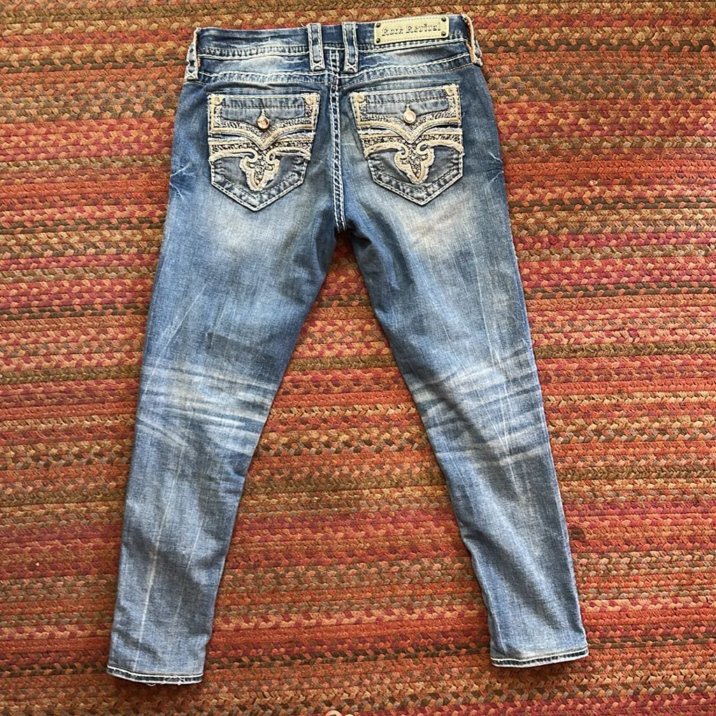 ROCK REVIVAL JENA LOW RISE SKINNY BLING JEANS - Image 9