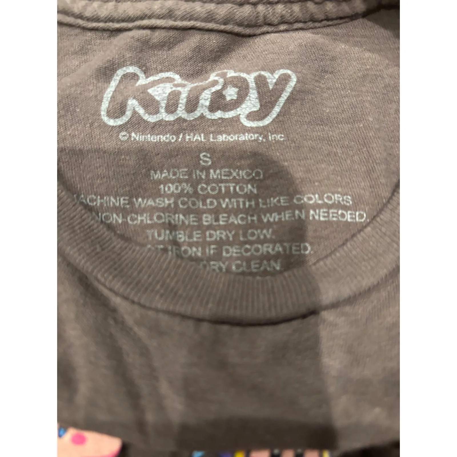 Kirby Nintendo T Shirt‎ Brown Graphic Print Cartoon Video Game Tee Sm - Image 3