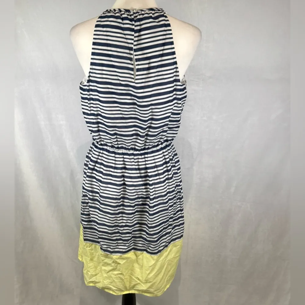 Navy and white striped yellow color block nautical dress size medium - Image 4