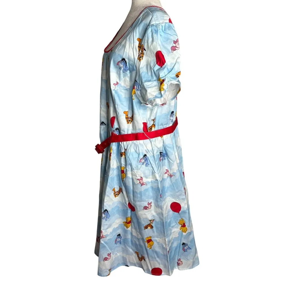 Disney Winnie The Pooh Loungefly Stitch Shoppe Dress Size 3XL Blue Belted Zipper - Image 3