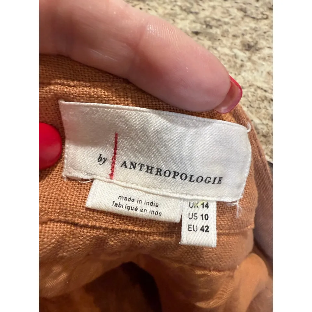 Anthropologie Embroidered Mini Skirt Brown Pink US 10 - Image 9