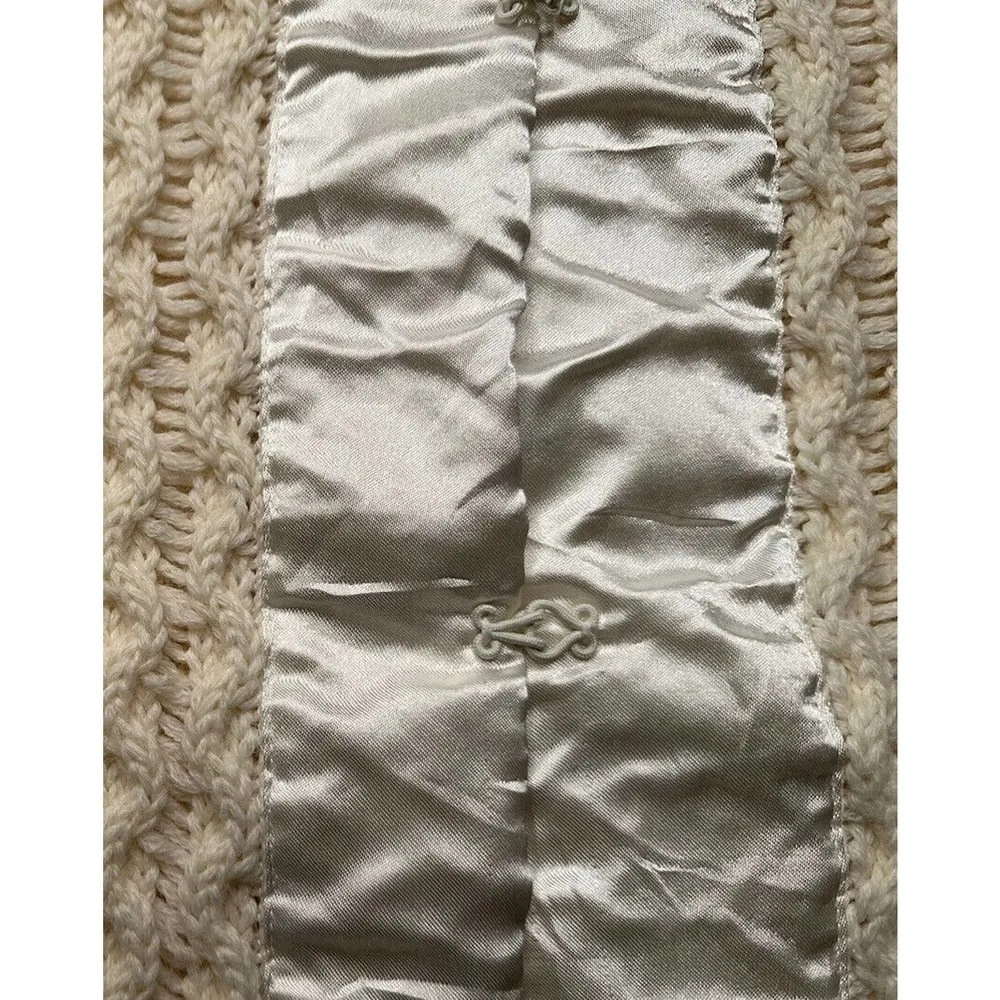 Victorias Secret MODA INTERNATIONAL Ivory Wool Blend Sweater Satin Trim Size XS - Image 12