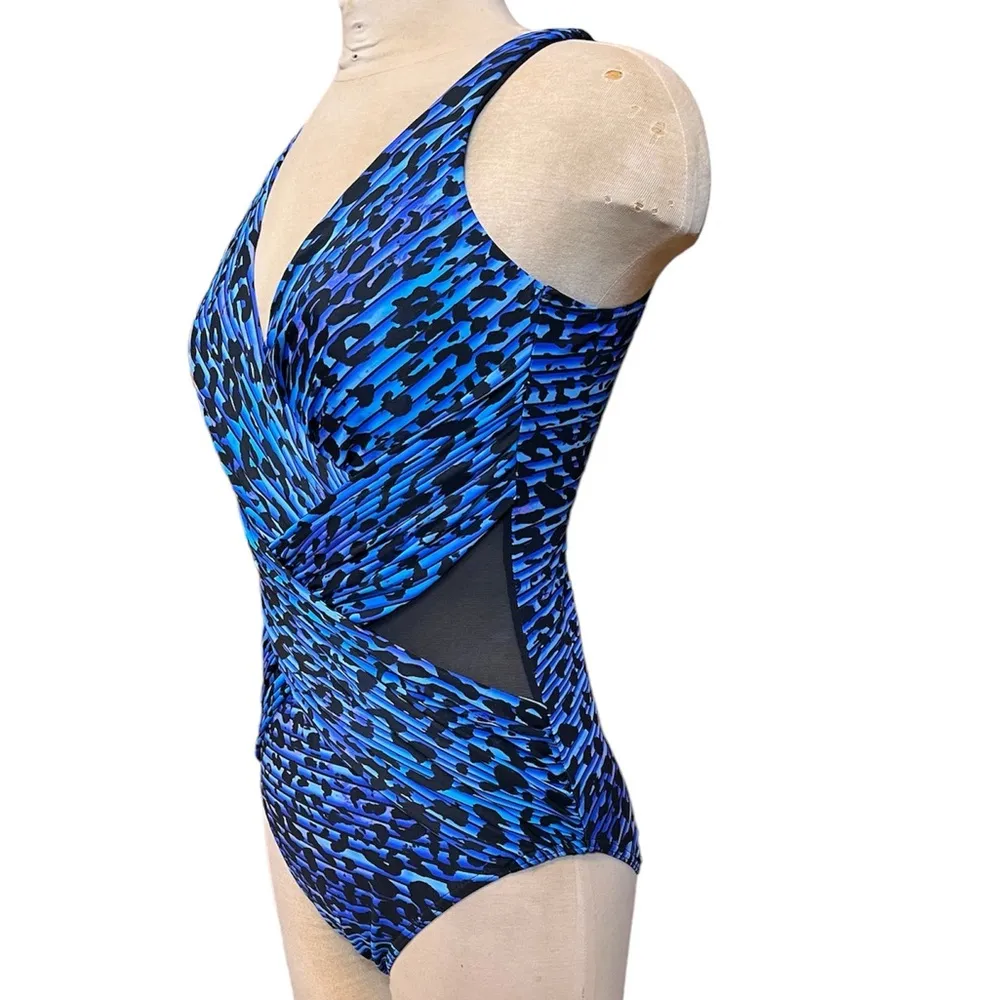 Miraclesuit Swimsuit Purrfection Crossover One Piece Animal Print 10 12 - Image 2