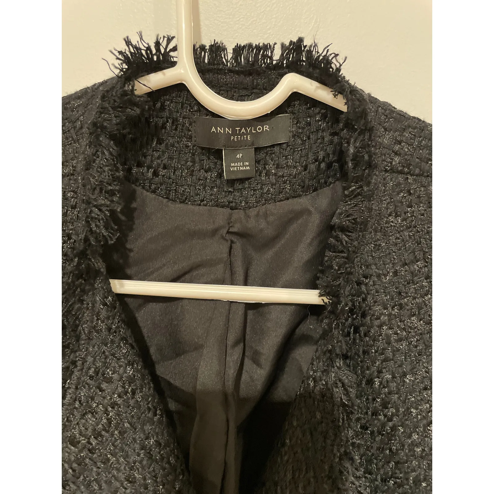 Ann Taylor black tweed blazer size 4P - Image 2