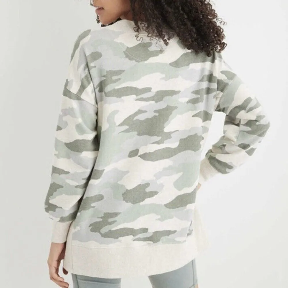 Aerie  Good Vibes Dessert Sage Camo Oversized Split Side Sweatshirt Small - Image 4