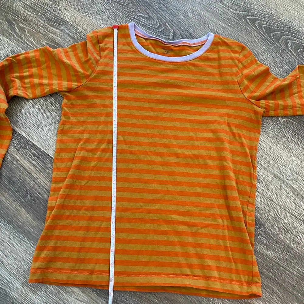 Madewell striped long sleeve classic tee orange brown lavender purple XS - Image 6
