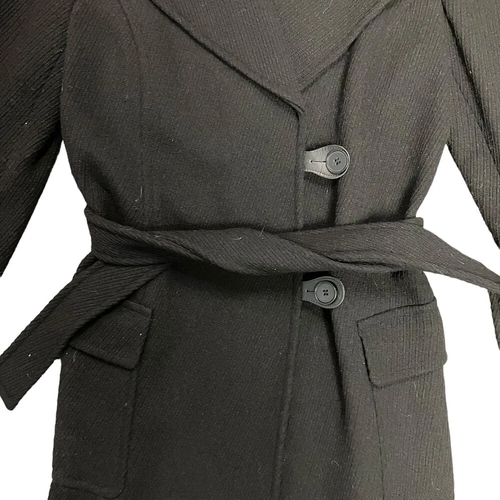 Ann Taylor Loft Women's Black Wool Blend Long Coat Size 8 - Image 3