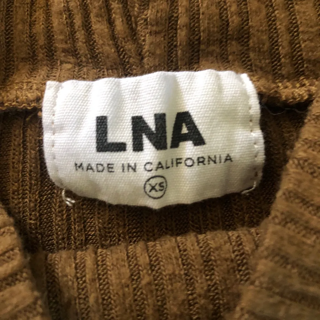 C LNA Brown Rust Ribbed Women Turtleneck Long Sleeve Top Size XS - Image 7