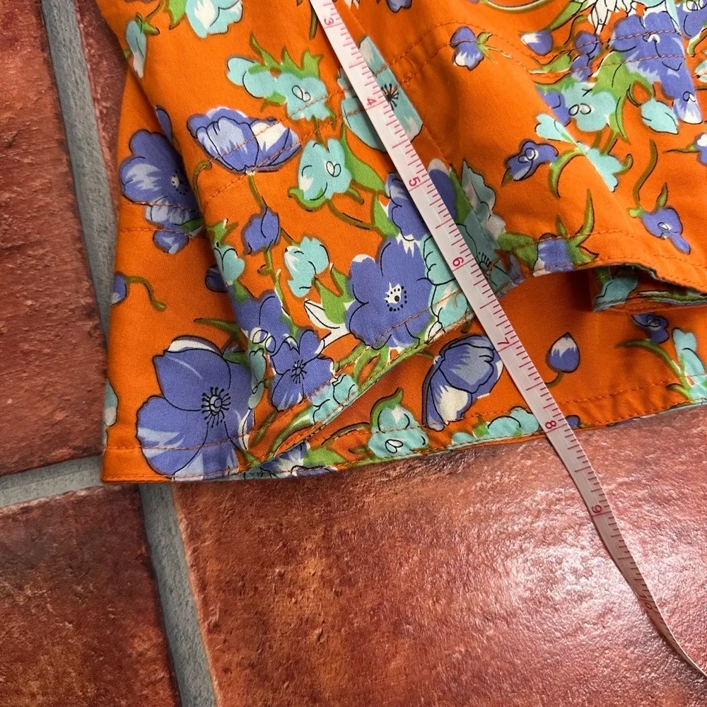 Anthropologie Elevenses Orange Floral Casual Shorts - Image 5