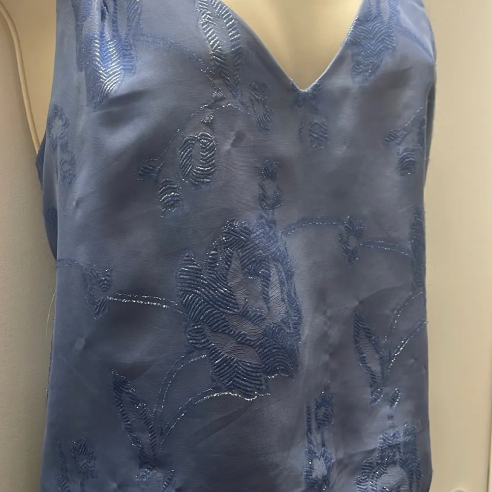 Blue on Metallic Blue Floral Camisole - Image 3