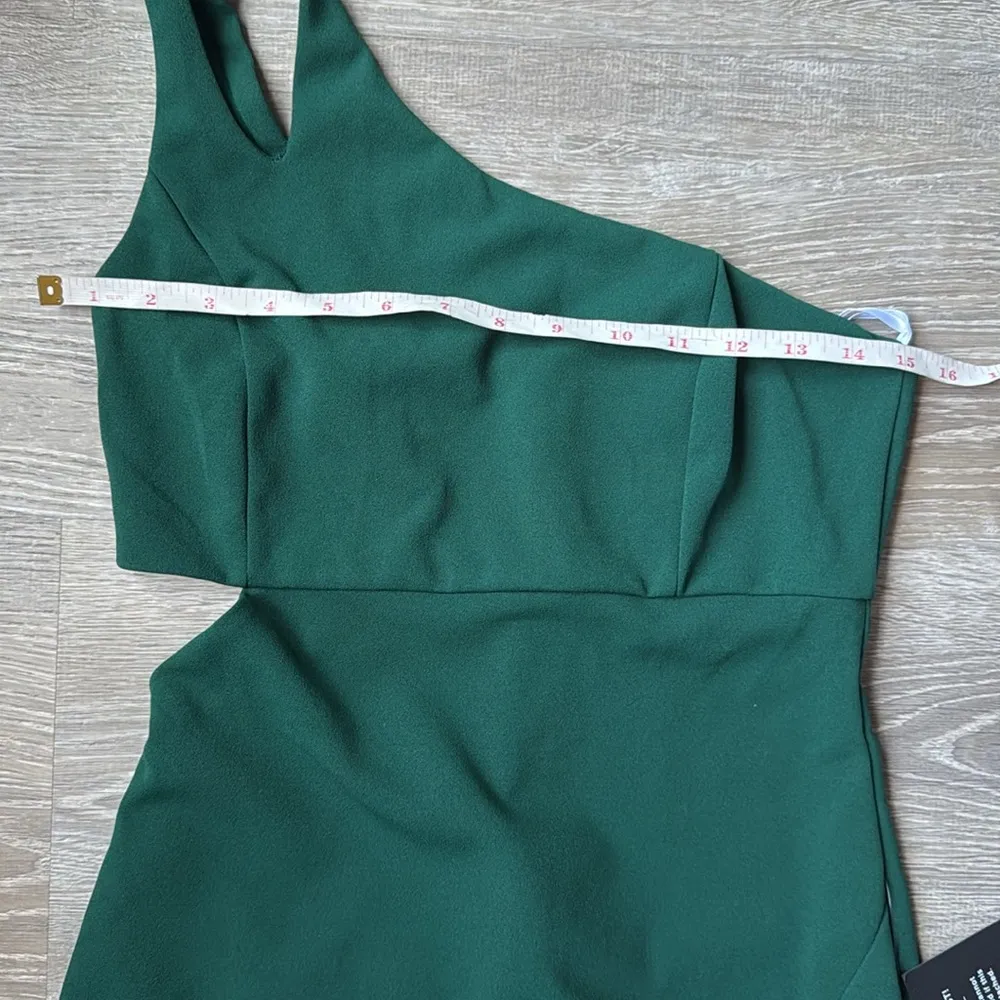 NEW Lulus Simply Beautiful Dark Green One-Shoulder Cutout Maxi Dress Medium - Image 10