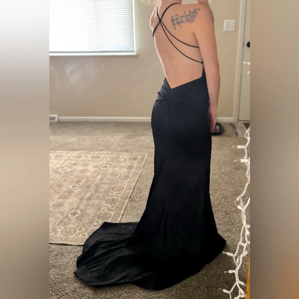 Sherri Hill Black Satin Sweetheart Mermaid Gown Unaltered - Image 2