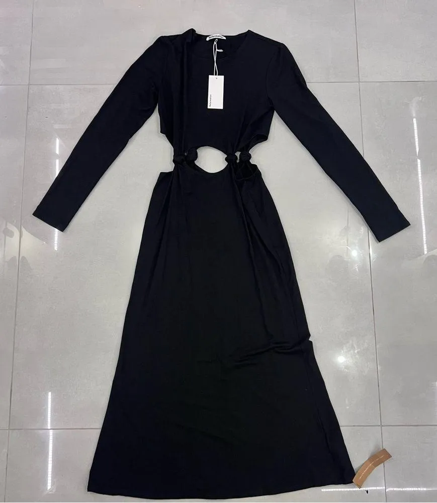 Reformation Via Knit Black Dress - Image 3