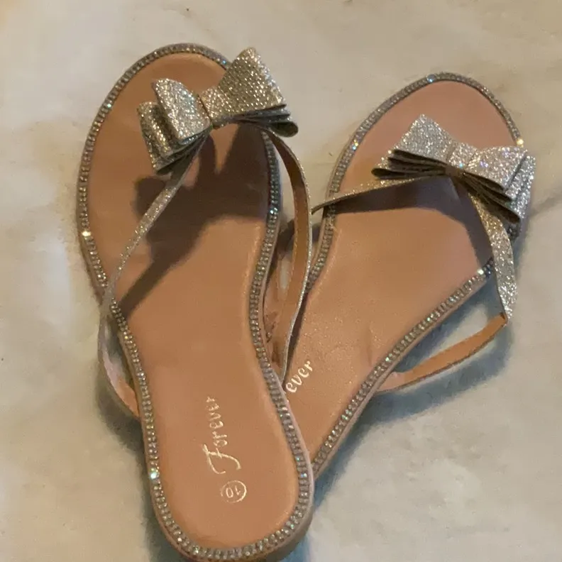 Forever 21 Silver Sandals Criss-Cross Slip-On - Image 5