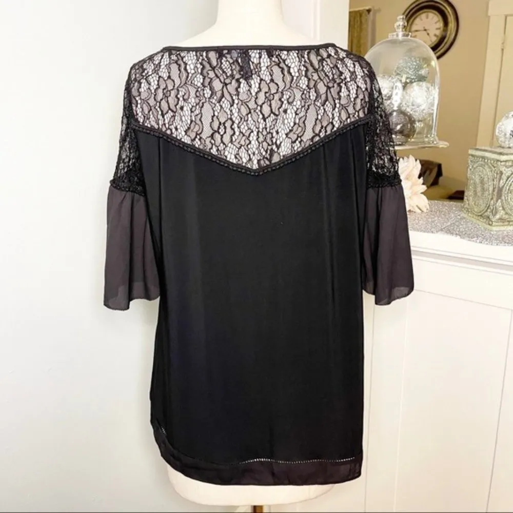 White House Black Market Lace Short Sleeve Blouse Small - Image 6