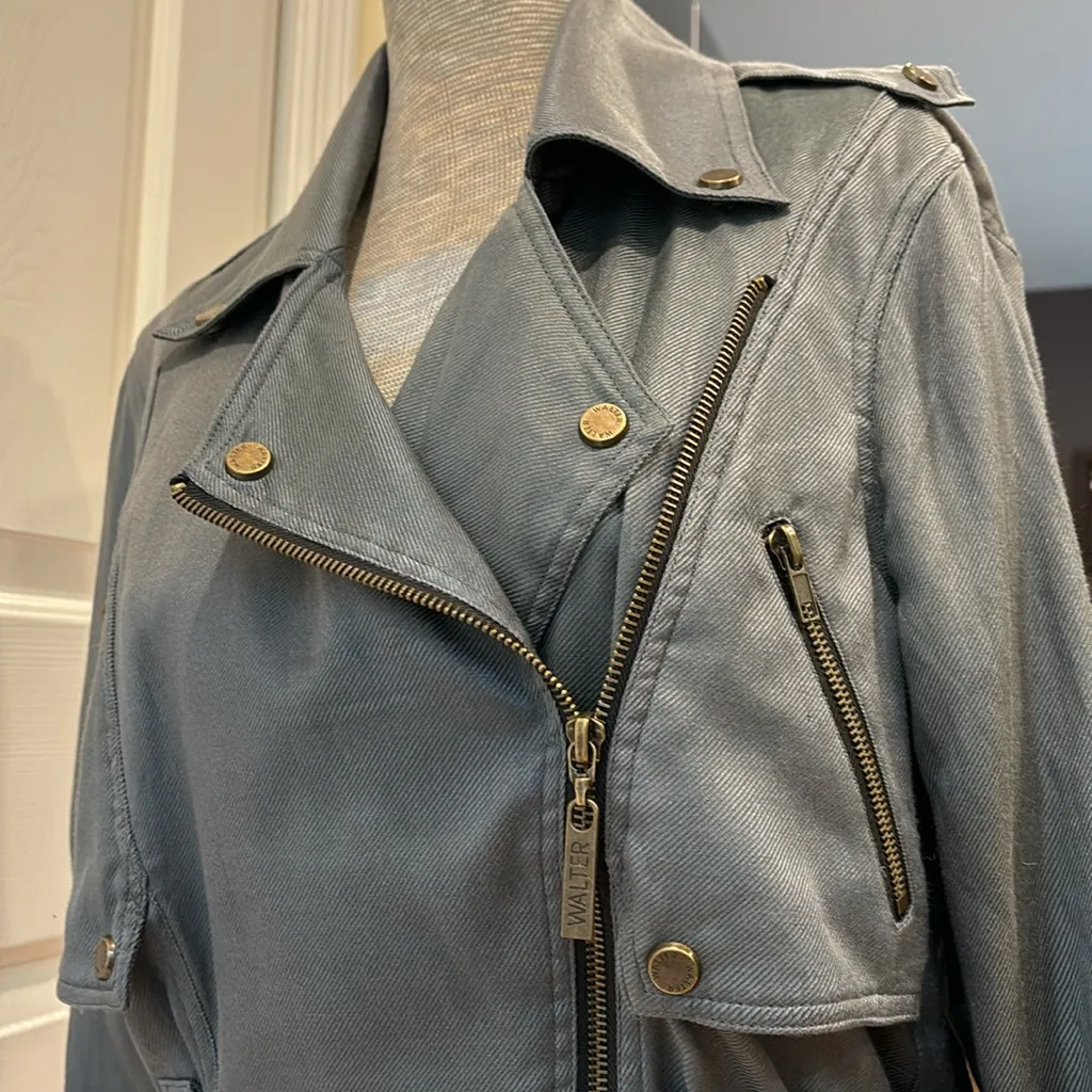 Walter Baker grey fully lined silk/twill moto style jacket - Image 9
