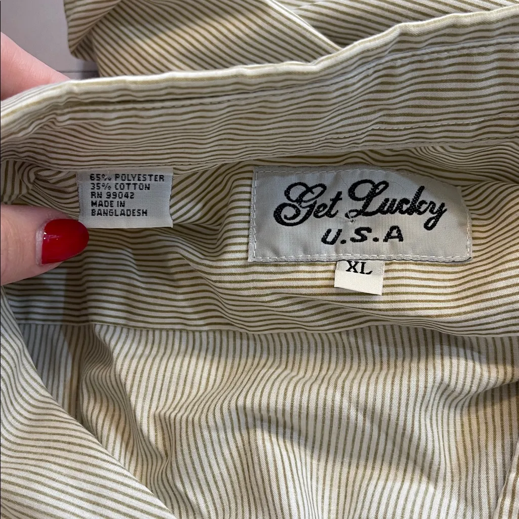 Get Lucky Vintage Fall Theme Button Down Shirt Brown Size XL - Image 3