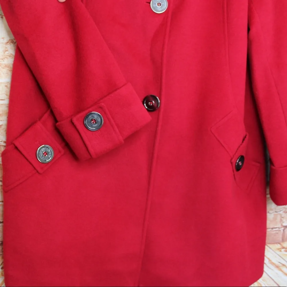 Kristen Blake | Red Australian Wool Blend Pea Coat Size M - Image 5