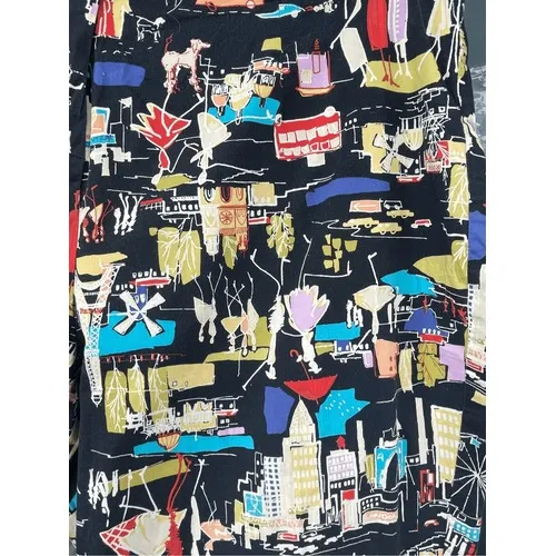 T7 1990s Vintage Silhouettes London Cityscape Print Capris Cropped Pants Black Size undefined - Image 7