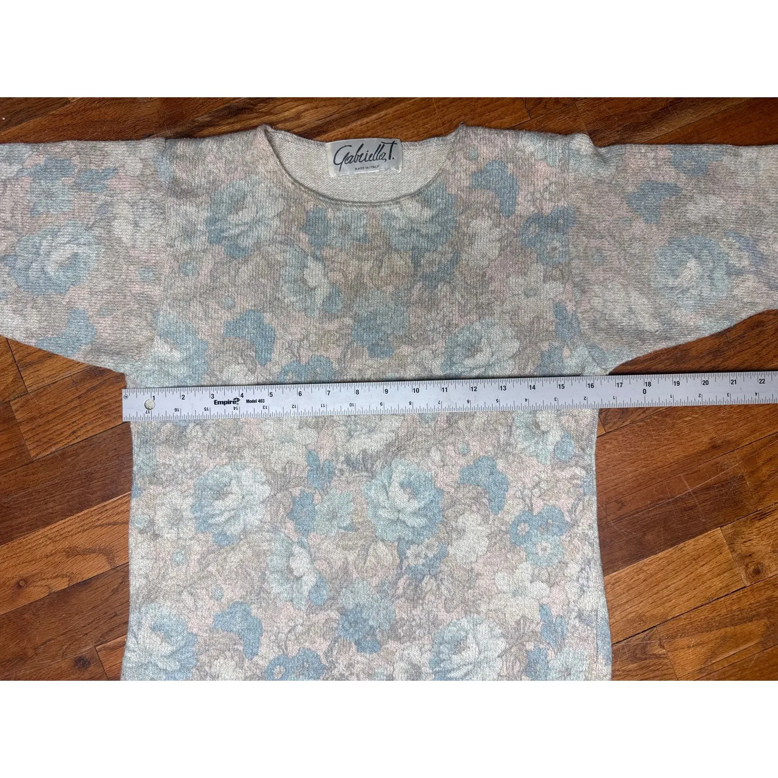 Gabriella T. Made in Italy Cardigan Women’s Small Blue Gray Floral Button Front - Image 8
