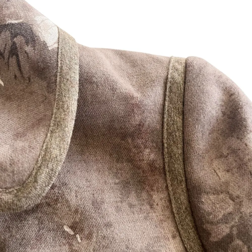 Etro Women's Wool Taupe Multi Floral Print Button Front Blazer Jacket NWT Brown Size 4 - Image 5