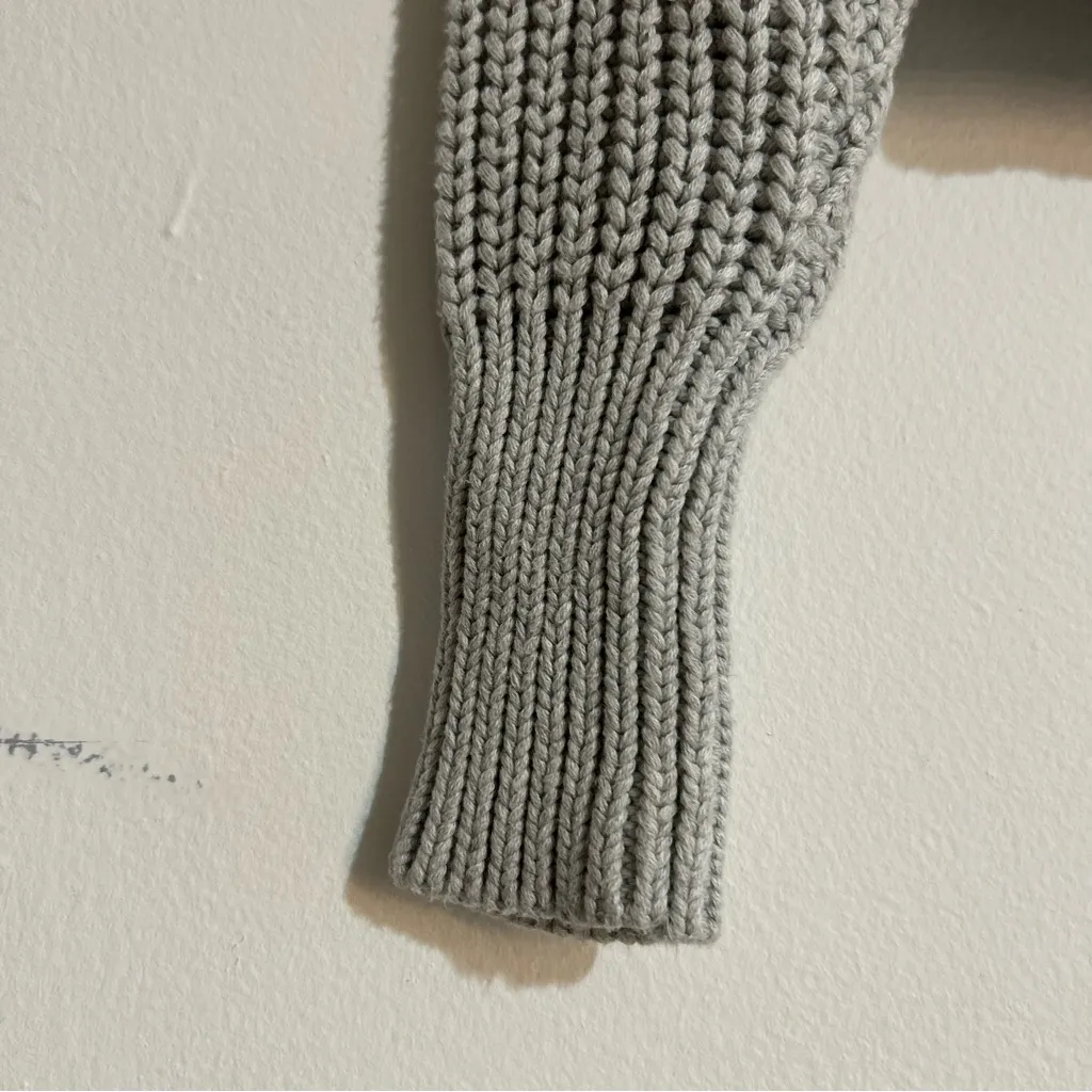 Aerie Double Zip Knit Foldover Grey Cardigan Sweater Size Medium Rugby Cozy - Image 2