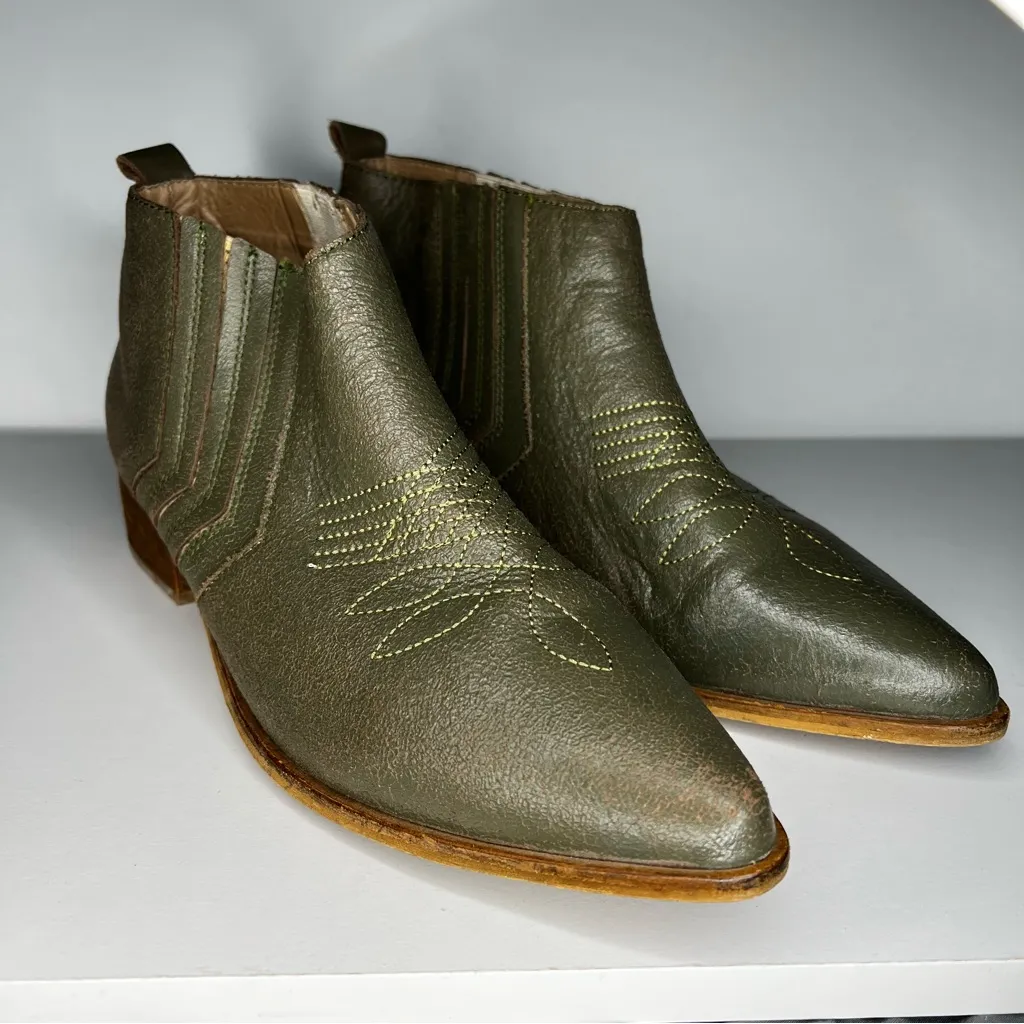 Green Juarez Texas Slip On Western Booties - Image 2