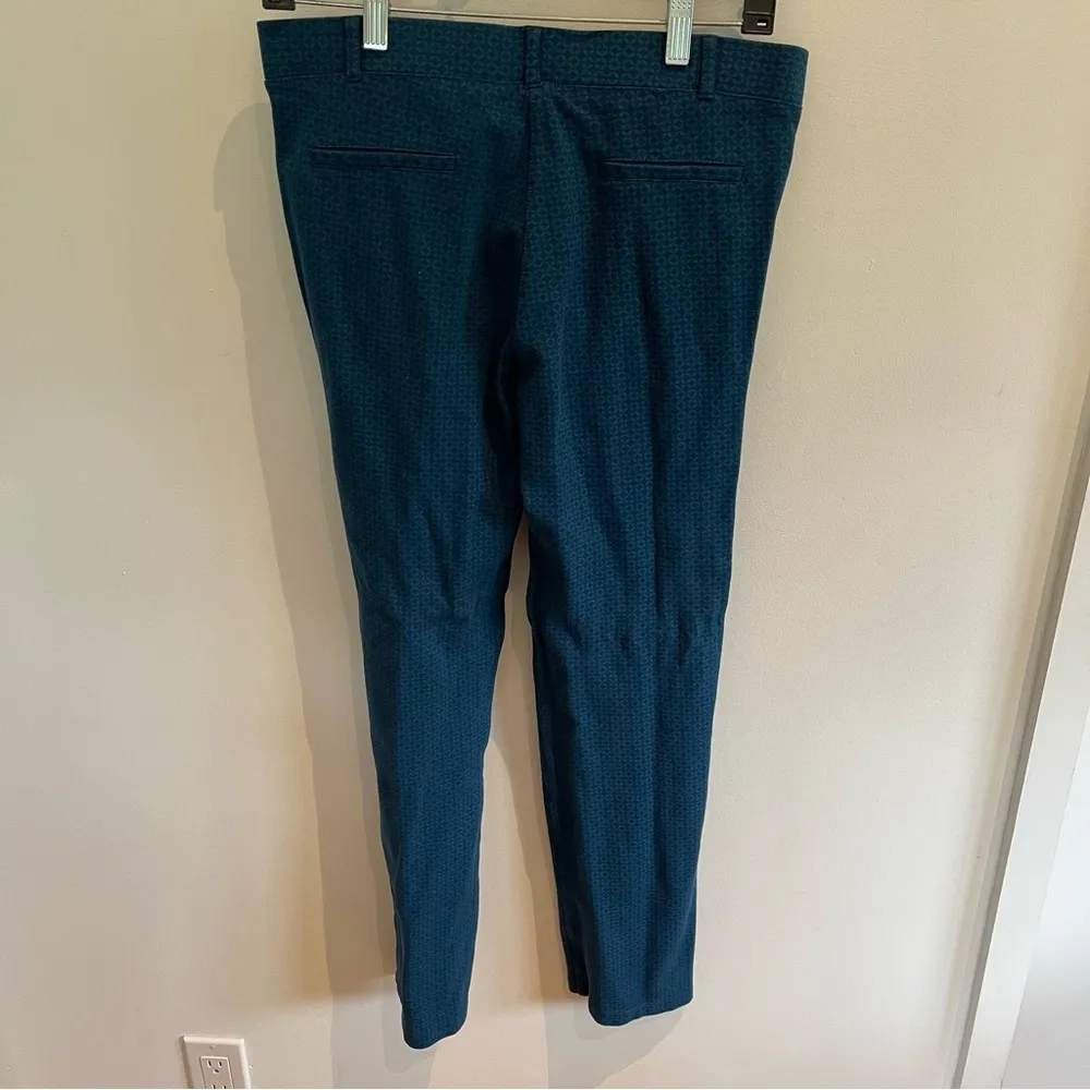 Betabrand Straight Leg Large Petite Dress Pant Yoga Pants  Teal Blue Printed - Image 4