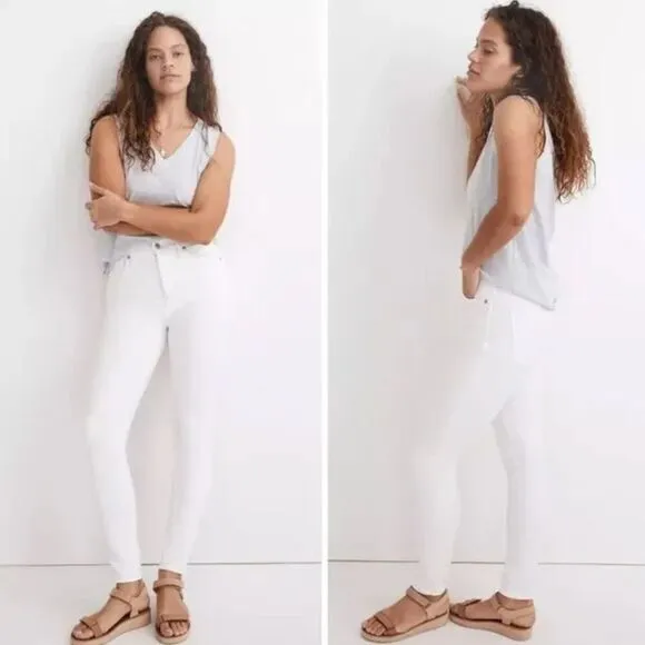 NEW Madewell‎ 10" High-Rise Skinny Jeans in Pure White, 26 - Image 3