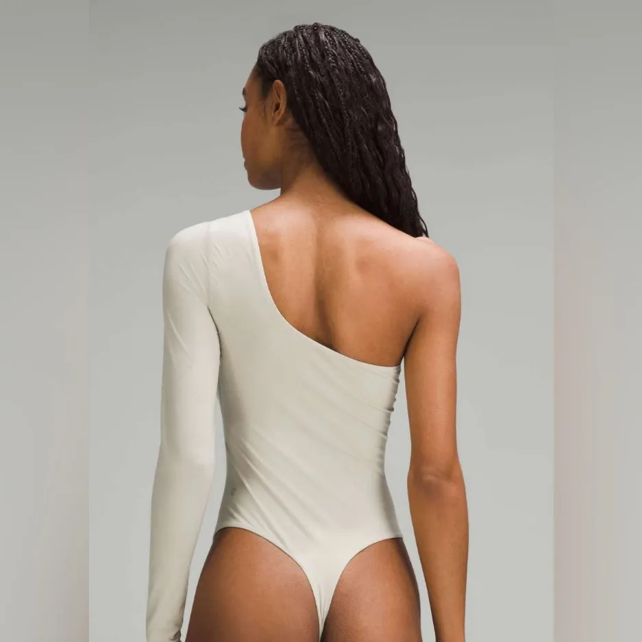 Lululemon NWT Wundermost Ultra Soft Nulu Long Sleeve One Shoulder Bodysuit Tan L - Image 5