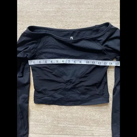 Buffbunny Collection BuffBunny Crop Top XS Black Long Sleeve Cropped‎ Stretch Active - Image 3