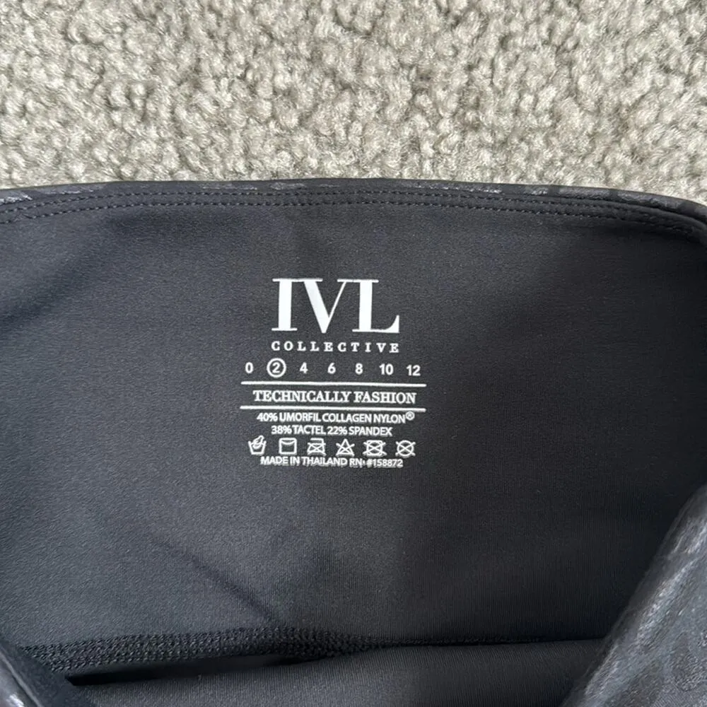 IVL Collective Chi Chi active leggings black in black leopard print sheen size 2 - Image 7