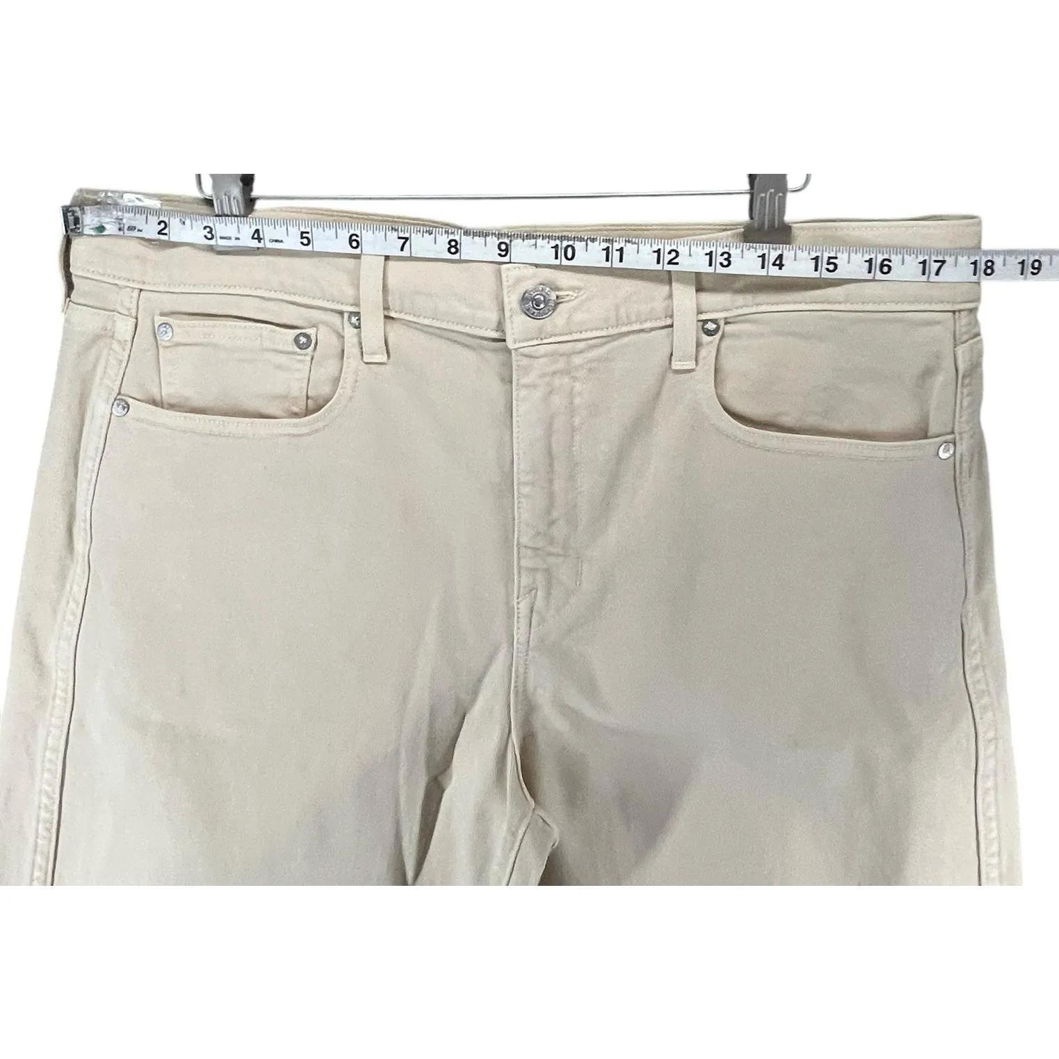 AYR The Beat Drop Jeans Womens 32 Cream Barrel Leg Tapered Ankle Crop High Rise - Image 7