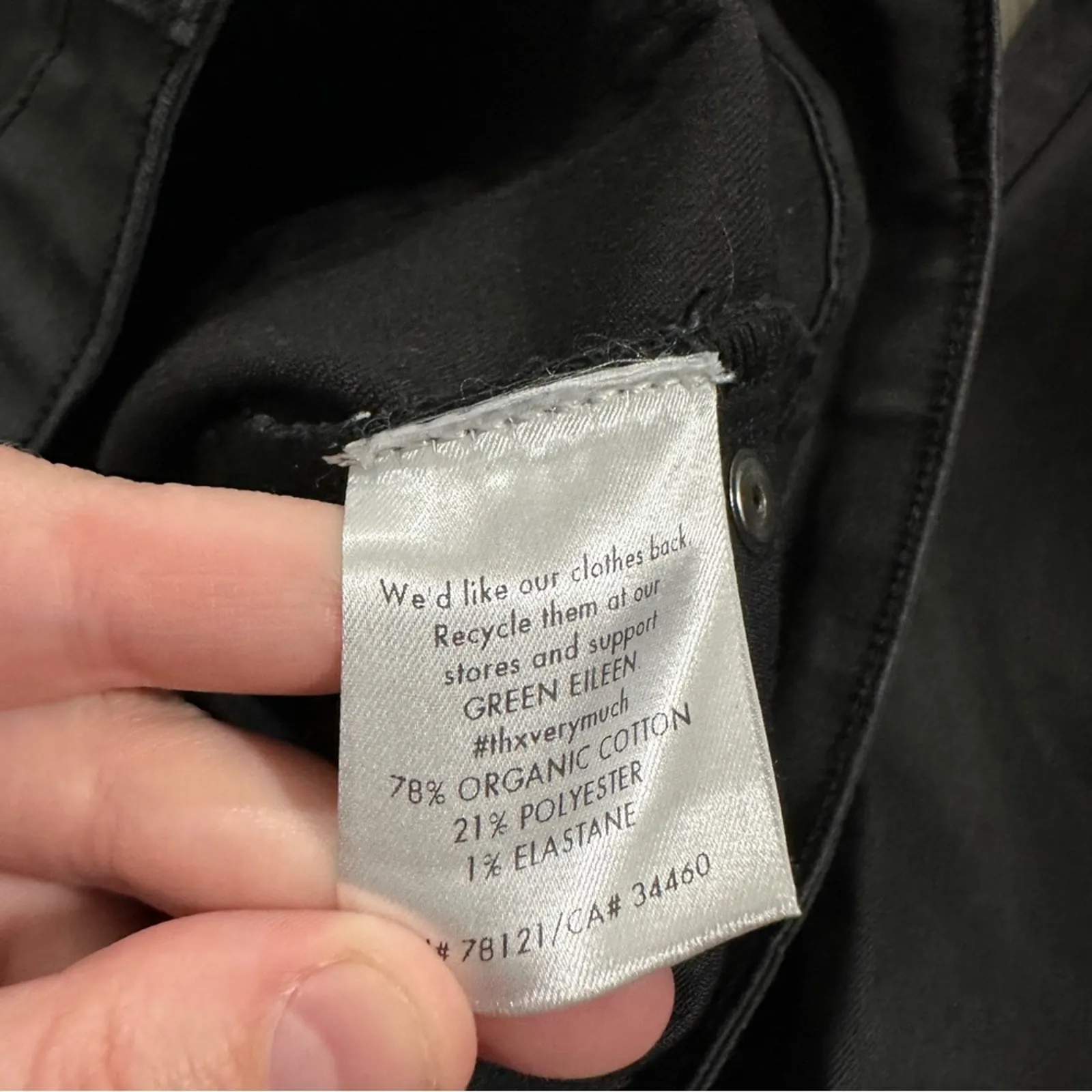 Eileen Fisher Black Coated Light Stretchy Denim Mid‎ Rise Skinny Pants Size 6 - Image 7