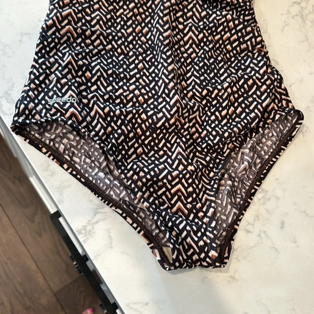 Speedo swim swimming bathing suit brown black swim class meet back to school Size 6 - Image 3