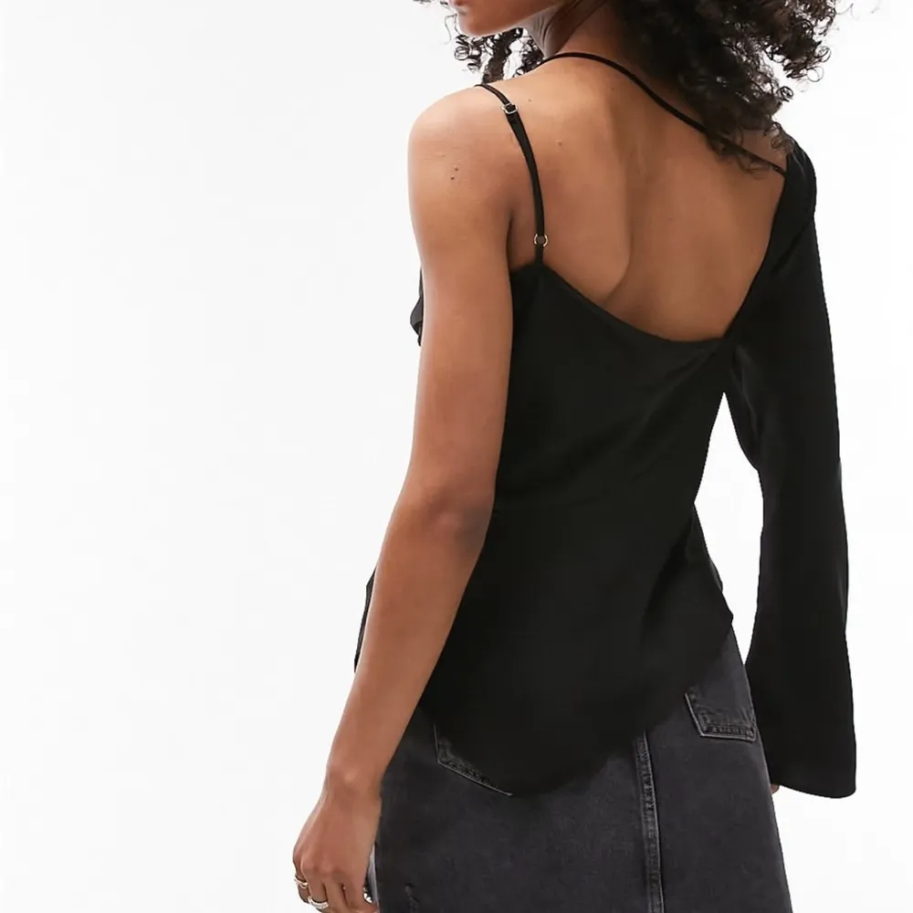 Topshop Womens Black Satin Cowl Neck One Top Shoulder Sz 6 Asymmetrical - Image 3