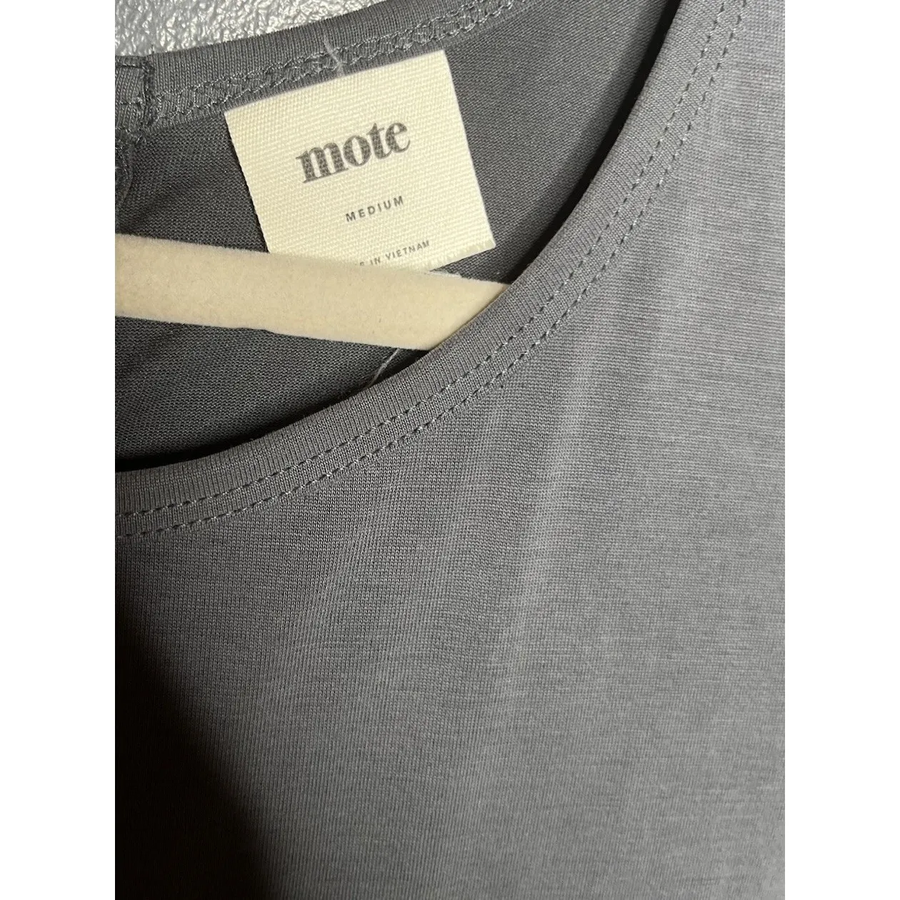 Mote Soft Peplum Hem Short Sleeve Top with Back Tie Size Medium Gray - Image 5