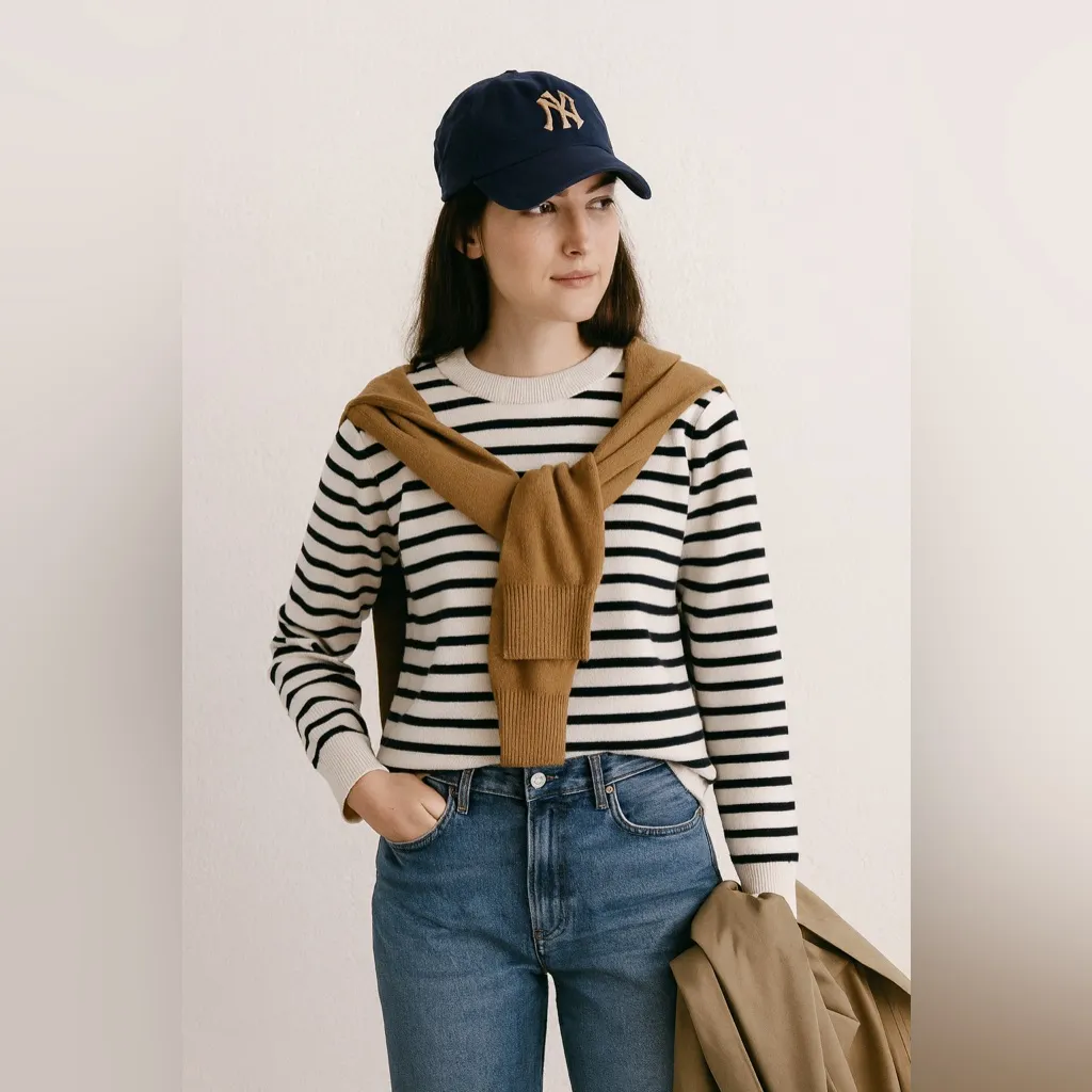 Label of Graded Goods stripe crewneck sweater black cream cotton blend size S - Image 11