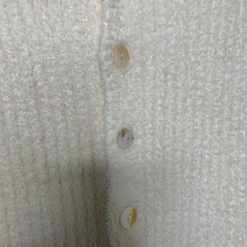 Chenille Romper Short Sleeve Button Front Boutique Cream Sz Small - Image 5