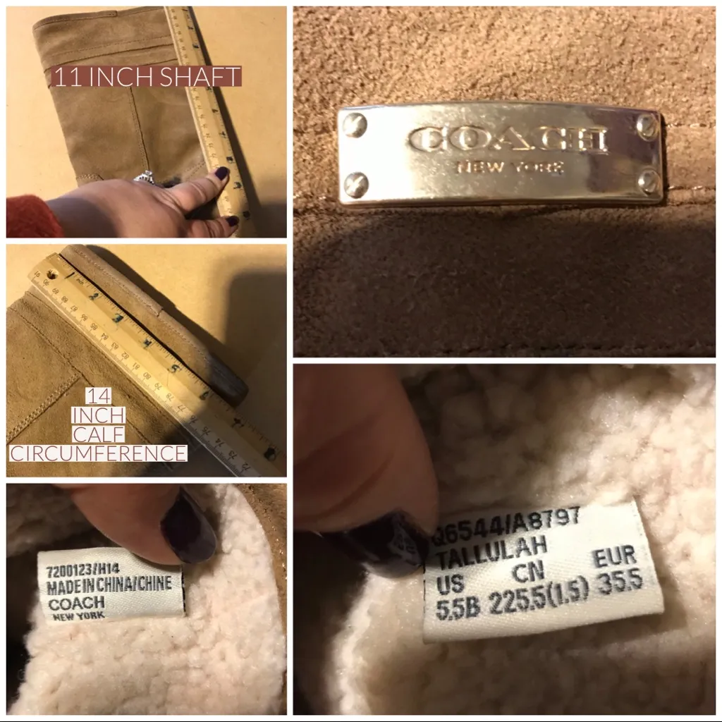 Coach  "TALLULAH" PULL ON SUEDE AND FAUX SHEARLING LINED WINTER BOOTS (5.5) - Image 12