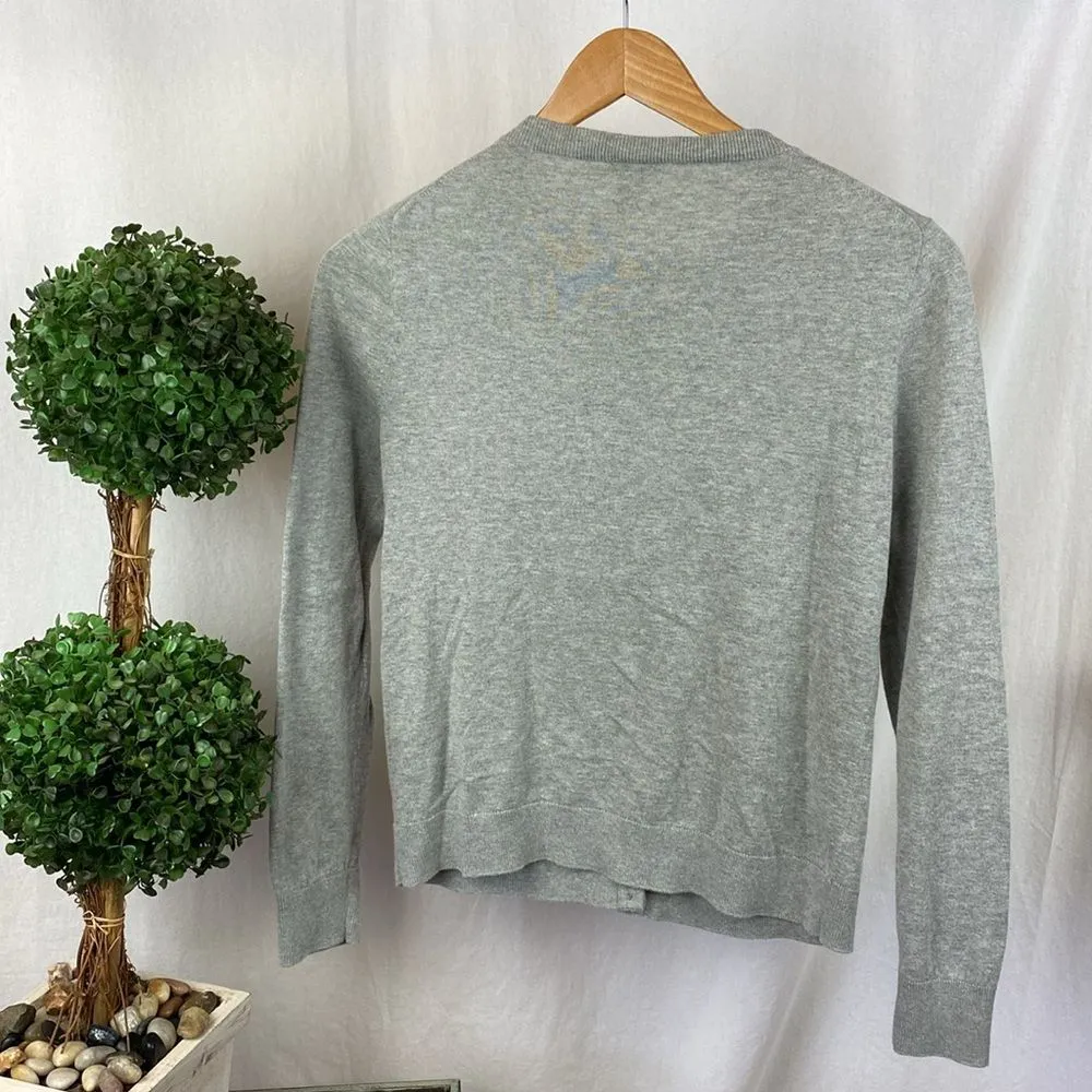 J Crew 100% Cotton Gray Caryn Button Front Long Sleeve Cardigan Sweater S - Image 3