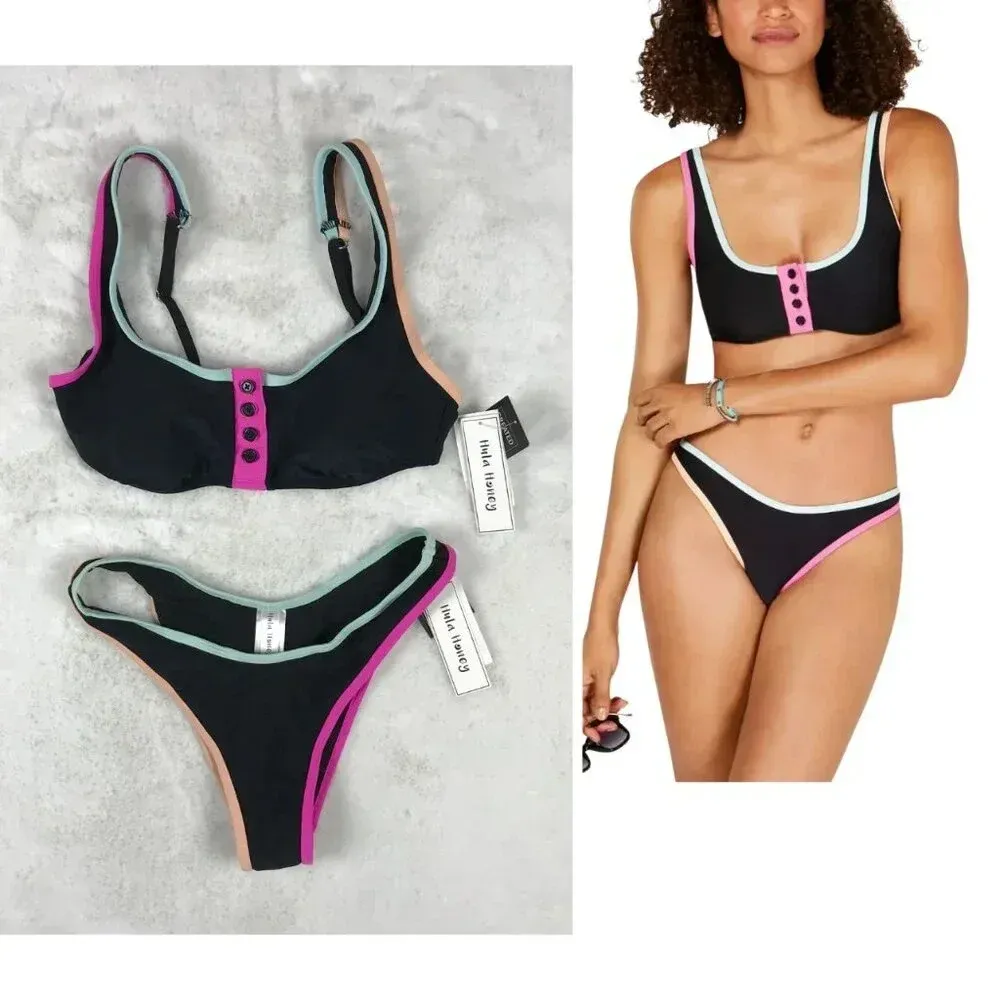 Colorful Black Bikini NWT Medium - Image 2