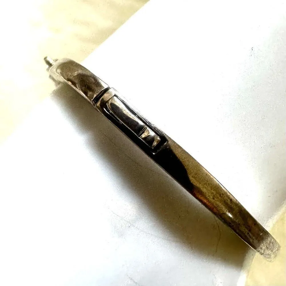 Rhodium plated cubic zirconia hinged bangle bracelet Silver - Image 9