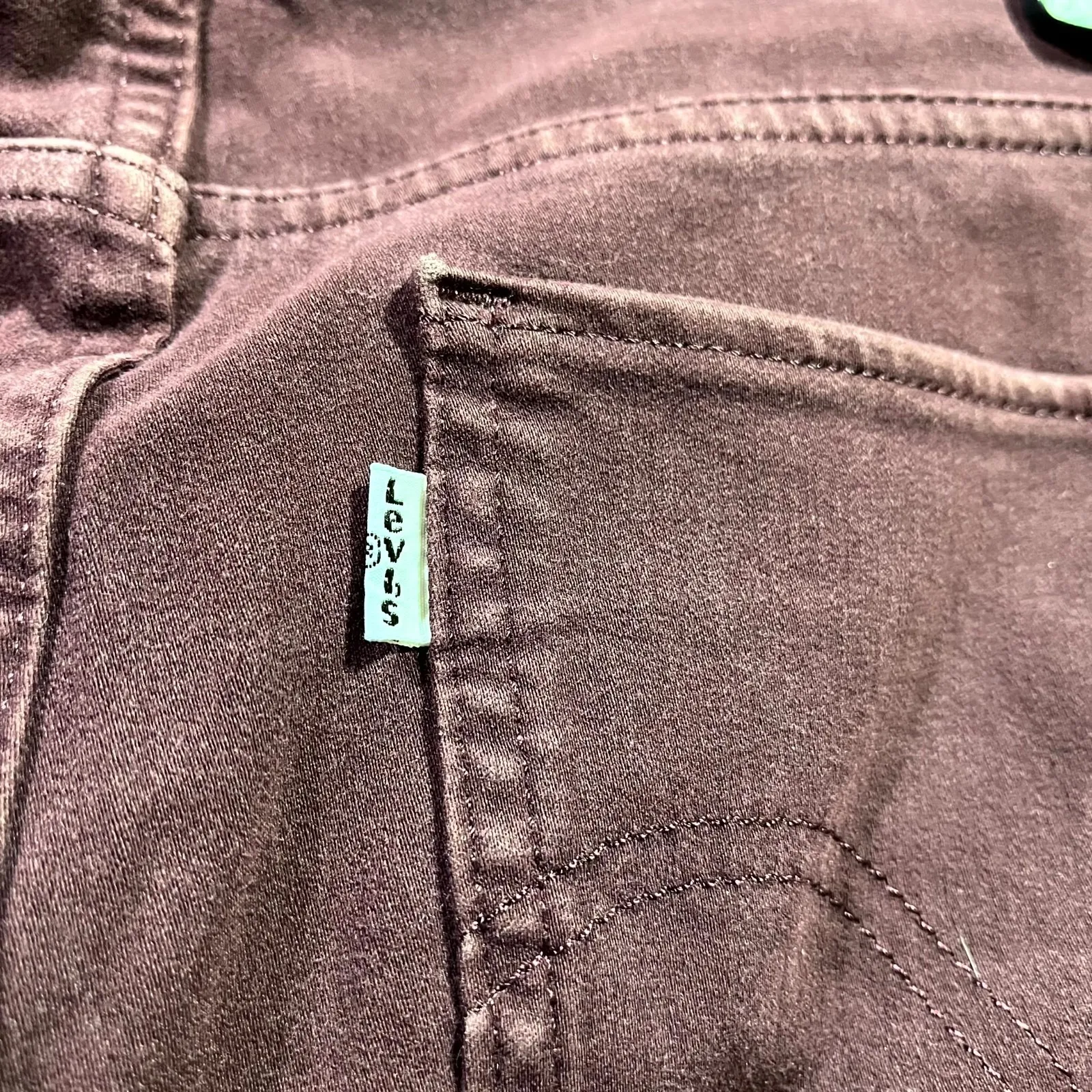 Levi's Runaround Super Skinny Jeans Womens Large Burgundy Denim Cotton Stretch - Image 8