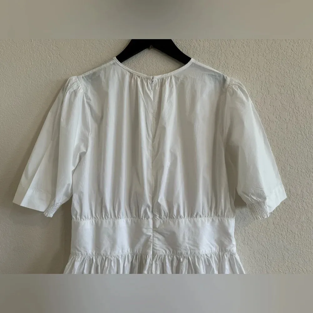 ByTiMo Tuckernuck Medium Blouson‎ Mini Dress White Cotton Poplin Preppy Summer - Image 7