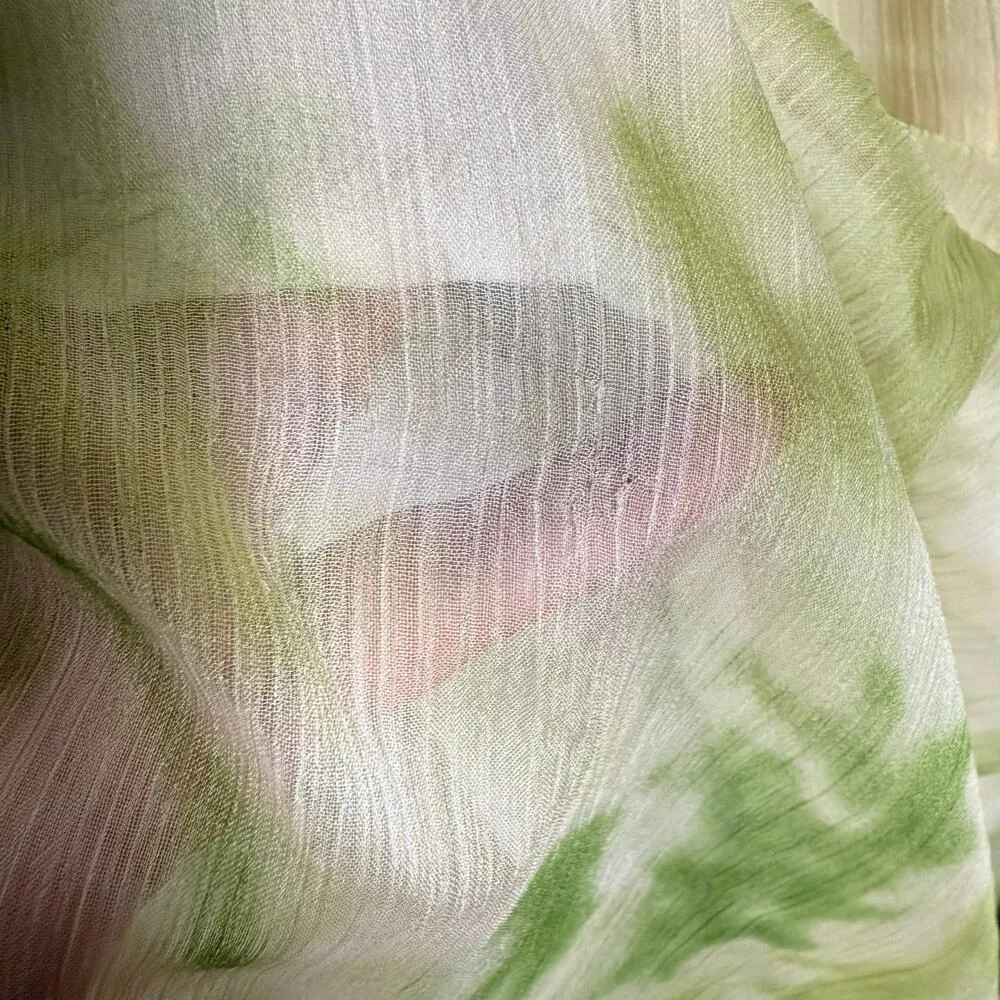 Line + Dot Palm Green Tie Dye Print Square Neck Tie Strap Tiered Maxi Dress Sz L - Image 16