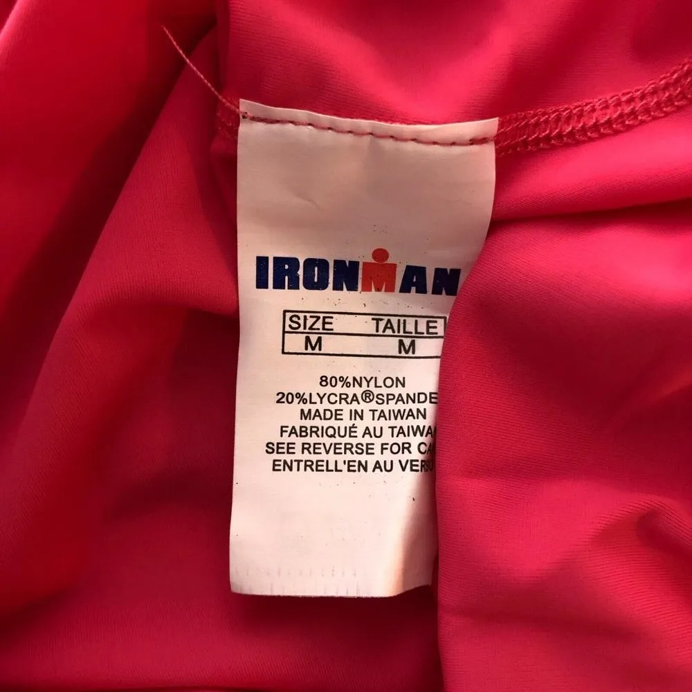 TYR Womens Ironman Cycling Jersey Short Sleeve 1/2 Zip Pink White M - Image 3